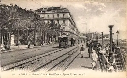 Ak Algier Alger Algerian, Boulevard de la République und Square Bresson