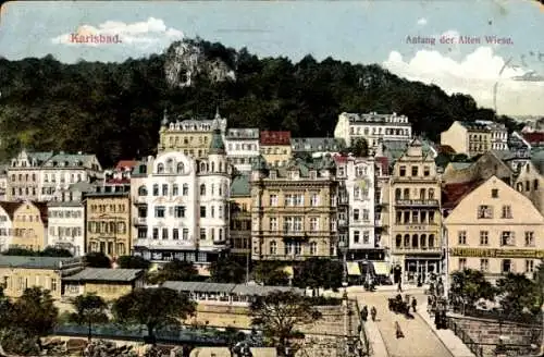 Ak Karlovy Vary Karlsbad Stadt, Anfang der Alten Wiese