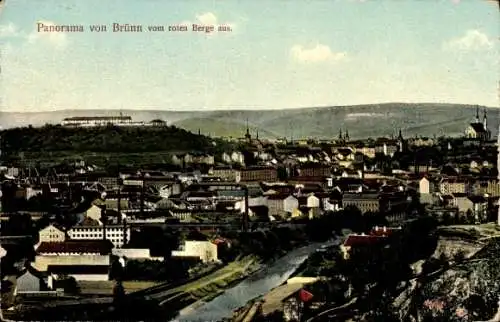 Ak Brno Brünn Südmähren, Panorama vom roten Berg aus