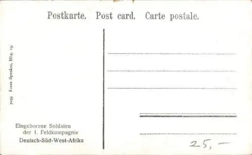 Ak Namibia Deutsch Südwestafrika, Eingeborene Soldaten der 1. Feldkompagnie