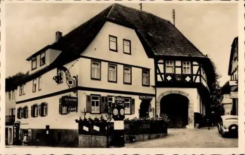 Ak Lohr am Main Unterfranken, Hotel Krone, Tankstelle