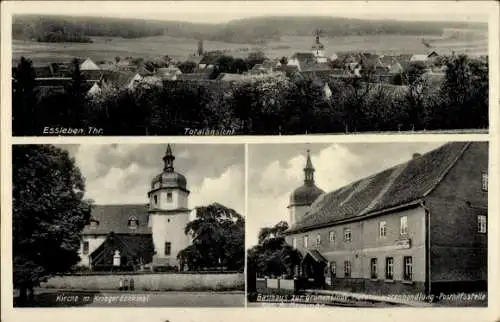 Ak Essleben Teutleben Thüringen, Kirche, Gasthaus zur grünen Linde, A. Brauner