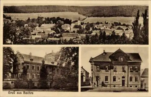 Ak Bachra Rastenberg in Thüringen, Gesamtansicht, Geschäft Otto Bastian