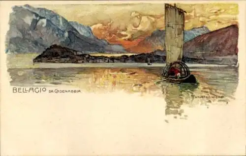 Künstler Litho Wielandt, Manuel, Bellagio Lago di Como Lombardia, Da Cadenabbia