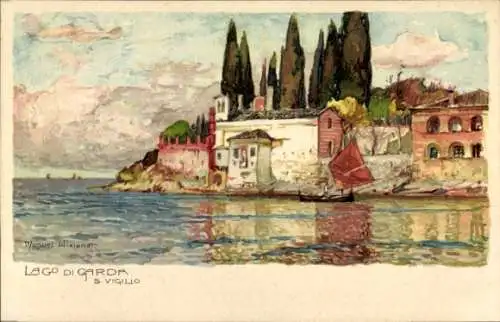 Künstler Litho Wielandt, Manuel, San Vigilio Lago di Garda Veneto, Wasserpartie