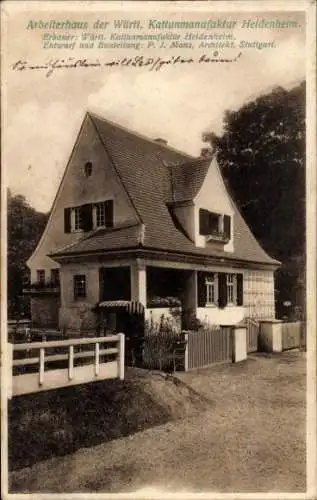 Ak Heidenheim an der Brenz Württemberg, Arbeiterhaus der Württ. Kattunmanufaktur