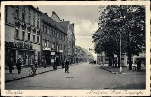 Ak Bitterfeld in Sachsen Anhalt, Marktplatz, Burgstraße, Geschäfte