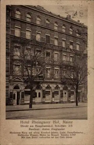 Ak Mainz am Rhein, Hotel Rheingauer Hof, Schottstraße 3/5