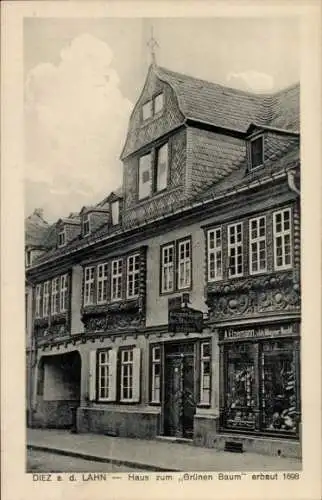 Ak Diez an der Lahn, Haus zum Grünen Baum, Geschäft A. Elzemann