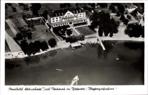 Ak Insel Reichenau Bodensee, Strandhotel Löchnerhaus, Fliegeraufnahme