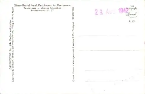 Ak Insel Reichenau Bodensee, Strandhotel Löchnerhaus, Fliegeraufnahme