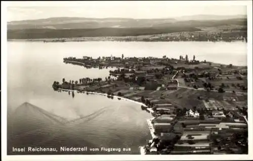 Ak Insel Reichenau im Bodensee, Niederzell, Fliegeraufnahme