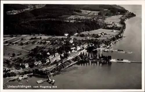 Ak Unteruhldingen Uhldingen Mühlhofen am Bodensee, Fliegeraufnahme