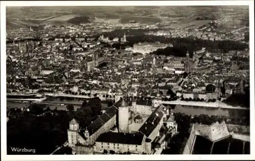 Ak Würzburg am Main Unterfranken, Fliegeraufnahme