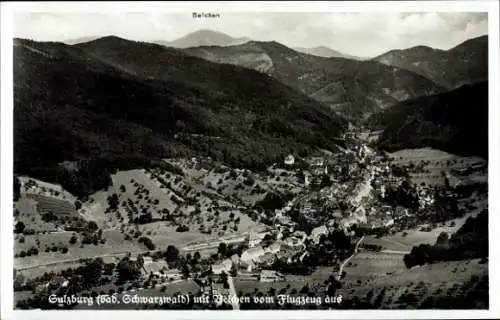 Ak Sulzburg im Breisgau Hochschwarzwald, Ort mit Belchen, Fliegeraufnahme