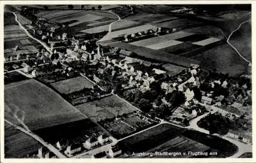 Ak Stadtbergen bei Augsburg in Schwaben, Fliegeraufnahme