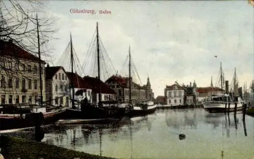 Ak Oldenburg im Großherzogtum Oldenburg, Hafen