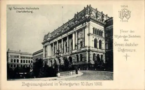 Ak Berlin Charlottenburg, Kgl. Technische Hochschule, Wintergarten, 10.06.1906