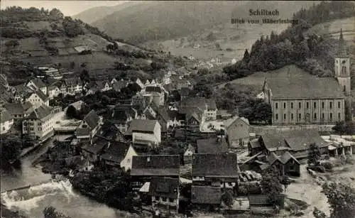 Ak Schiltach im Schwarzwald, Gesamtansicht, Blick vom Häberlesberg