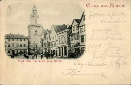 Ak Rinteln an der Weser, Marktplatz und lutherische Kirche