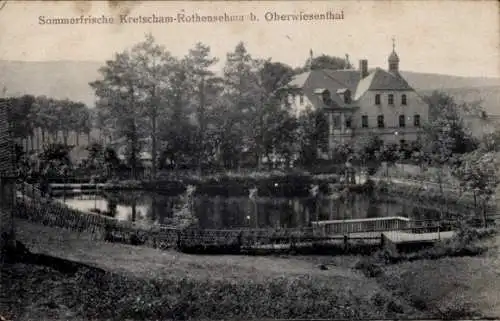 Ak Kretscham Rothensehma Neudorf Sehmatal im Erzgebirge, Teilansicht, Teich, Gebäude