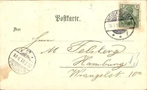 Litho Wilhelmshaven, Werfttorgebäude, Prinz Adalbert Denkmal, Panzerschiff SMS Brandenburg