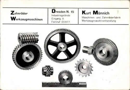 Ak Dresden Neustadt, Werbung, Maschinen- und Zahnräderfabrik