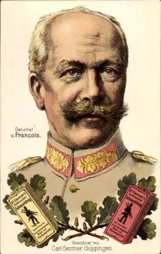 Ak General von Francois, Reklame, Gentner's Seifenpulver Schneekönig