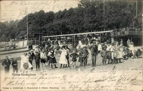 Ak Hamburg Altona Oevelgönne, Kinder am Strand, Gruppenfoto