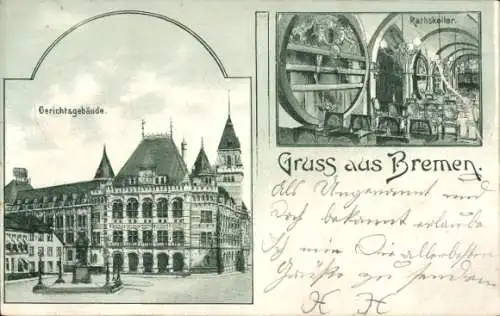 Litho Hansestadt Bremen, Gerichtsgebäude, Ratskeller