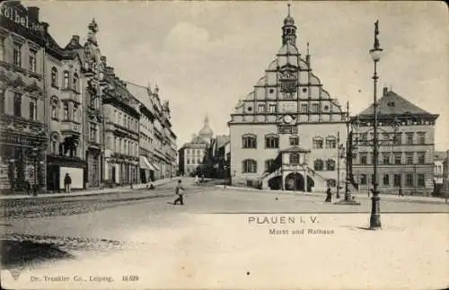 Ak Plauen im Vogtland, Markt, Rathaus