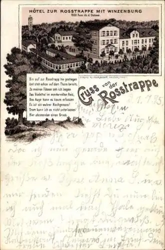 Litho Thale im Harz, Rosstrappe, Hotel zur Rosstrappe, Winzenburg