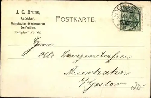 Ak Goslar am Harz, Geschäftshaus J. C. Bruns