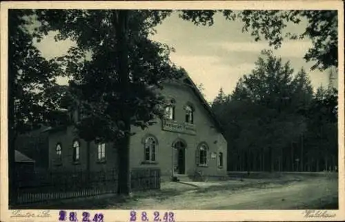 Ak Lauter Bernsbach im Erzgebirge Sachsen, Straßenpartie am Restaurant Waldhaus