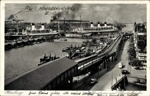 Ak Hamburg Mitte Neustadt, Vorsetzen, Überseebrücke, Dampfer