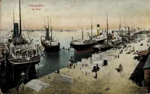 Ak Alexandria Ägypten, Hafen, Schiffe