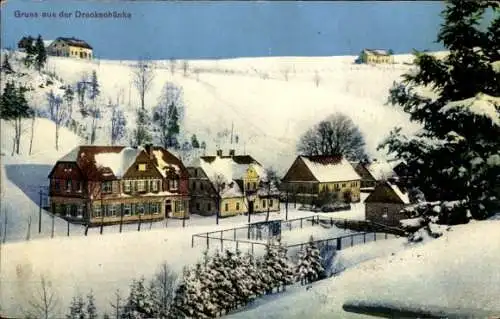 Ak Breitenbach Region Karlsbad, Ansicht der Dreckschänke im Schnee