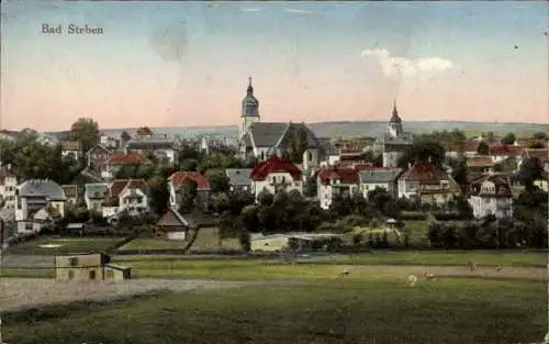 Ak Bad Steben in Oberfranken, Panorama, Gesamtansicht, Kühe