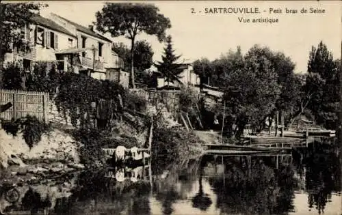 Ak Sartrouville Yvelines, Petit bras de Seine