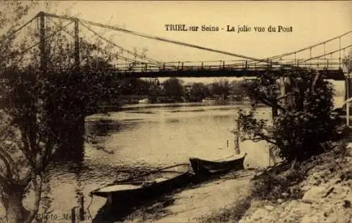 Ak Triel sur Seine Yvelines, Brücke, Seineufer