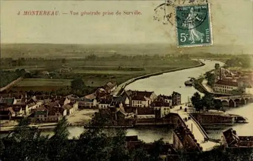 Ak Montereau Seine et Marne, Vue Générale prise de Surville