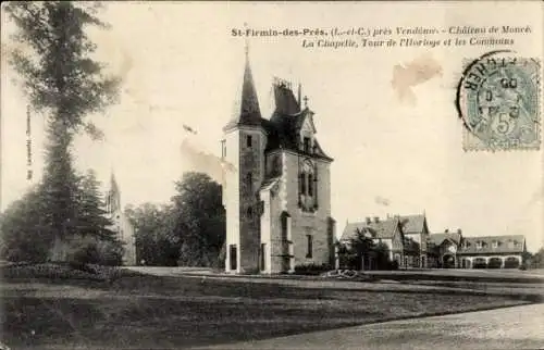 Ak Saint Firmin des Prés Loir et Cher, Chateau de Monce, La Chapelle, Tour de l'Horloge