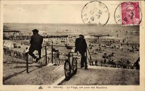 Ak Onival Ault Somme, La Plage, vue prise des Escaliers