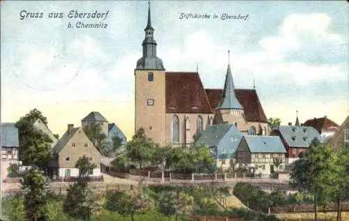 Ak Ebersdorf Chemnitz in Sachsen, Stiftskirche, Außenansicht