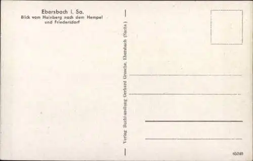 Ak Ebersbach in Sachsen Oberlausitz, Panorama, Blick vom Hainberg, Hempel, Friedersdorf