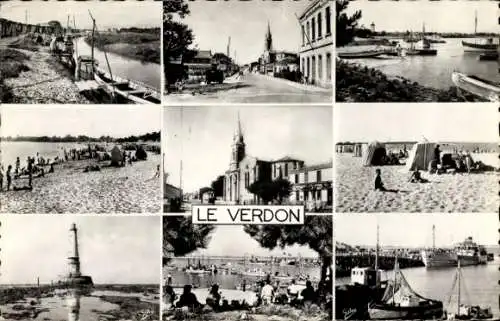 Ak Le Verdon sur Mer Gironde, Strand, Hafen, Leuchtturm