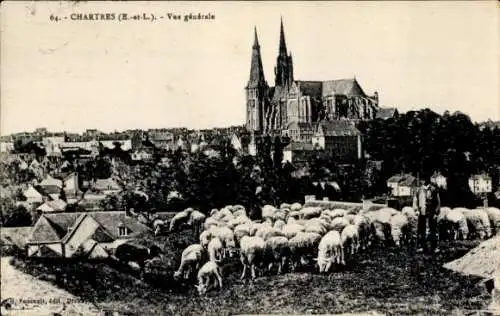 Ak Chartres Eure et Loir, Gesamtansicht, Kirche