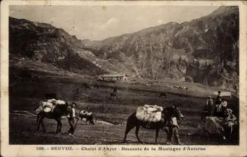 Ak Servoz Haute Savoie, Chalet d’Ahyer, Abstieg von der Montagne d’Anterne