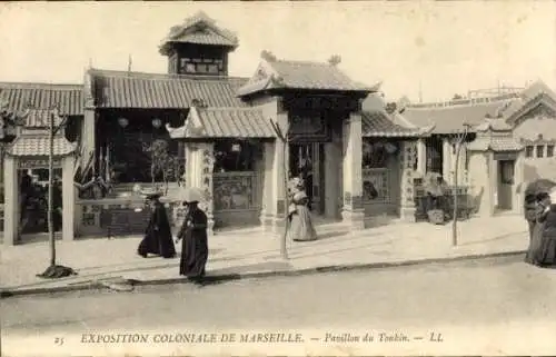 Ak Marseille Bouches du Rhône, Exposition Coloniale, Pavillon du Tonkin