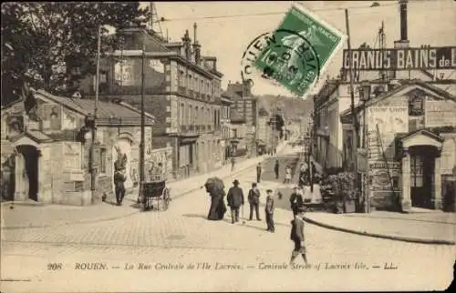 Ak Rouen Seine Maritime, la Rue Centrale de l'Ile Lacroix